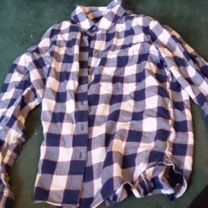 Juniors white and blue flannel M